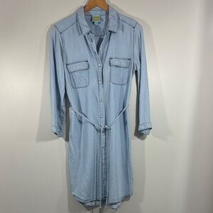 C&C California Blue Button-Up Denim Dress Size Medium